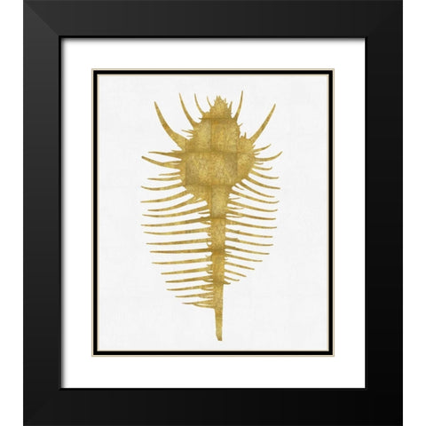 Sea Life - Gold on White VI Black Modern Wood Framed Art Print with Double Matting by Miller, Melonie