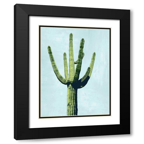 Cactus on Blue III Black Modern Wood Framed Art Print with Double Matting by Jensen, Mia