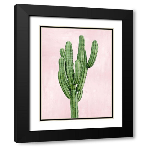 Cactus on Pink I Black Modern Wood Framed Art Print with Double Matting by Jensen, Mia