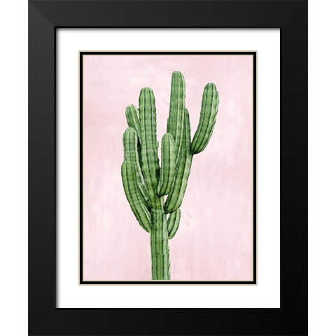 Cactus on Pink I Black Modern Wood Framed Art Print with Double Matting by Jensen, Mia