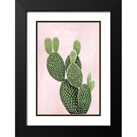 Cactus on Pink V Black Modern Wood Framed Art Print with Double Matting by Jensen, Mia