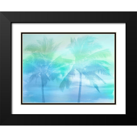 Palm Breeze Blue I Black Modern Wood Framed Art Print with Double Matting by Jensen, Mia