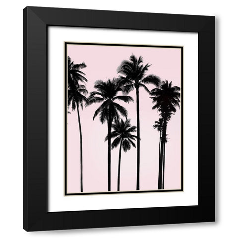Tall Palms Black on Pink I Black Modern Wood Framed Art Print with Double Matting by Jensen, Mia