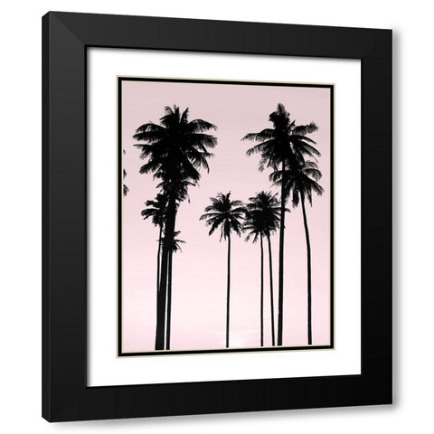 Tall Palms Black on Pink II Black Modern Wood Framed Art Print with Double Matting by Jensen, Mia