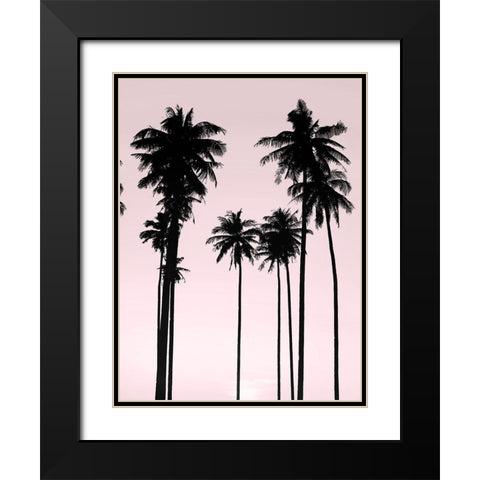 Tall Palms Black on Pink II Black Modern Wood Framed Art Print with Double Matting by Jensen, Mia