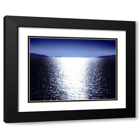 Sunlight Reflection - Blue Black Modern Wood Framed Art Print with Double Matting by Olsen, Maggie
