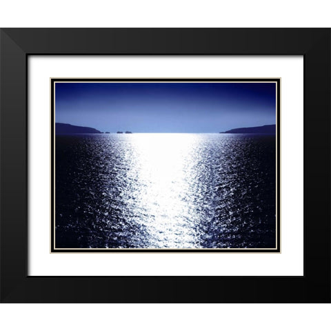Sunlight Reflection - Blue Black Modern Wood Framed Art Print with Double Matting by Olsen, Maggie