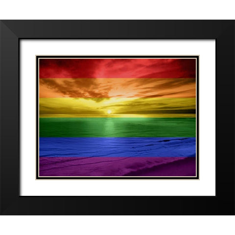 Rainbow Sunset Black Modern Wood Framed Art Print with Double Matting by Olsen, Maggie