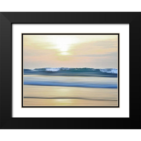 Waves Black Modern Wood Framed Art Print with Double Matting by Olsen, Maggie