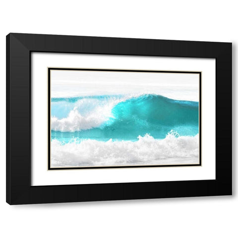 Aqua Wave I Black Modern Wood Framed Art Print with Double Matting by Olsen, Maggie