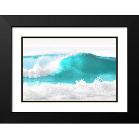 Aqua Wave I Black Modern Wood Framed Art Print with Double Matting by Olsen, Maggie
