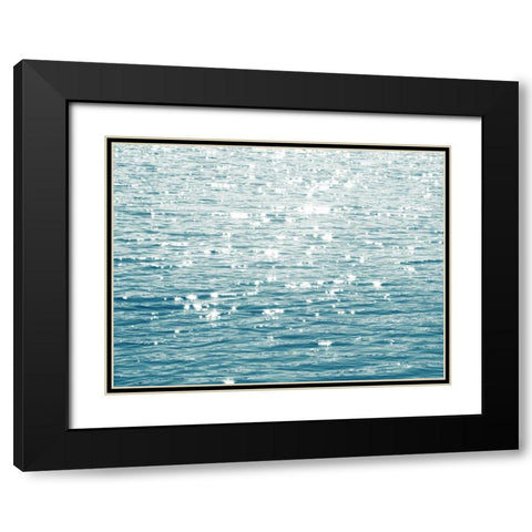 Sunlit Sea Aqua Black Modern Wood Framed Art Print with Double Matting by Olsen, Maggie