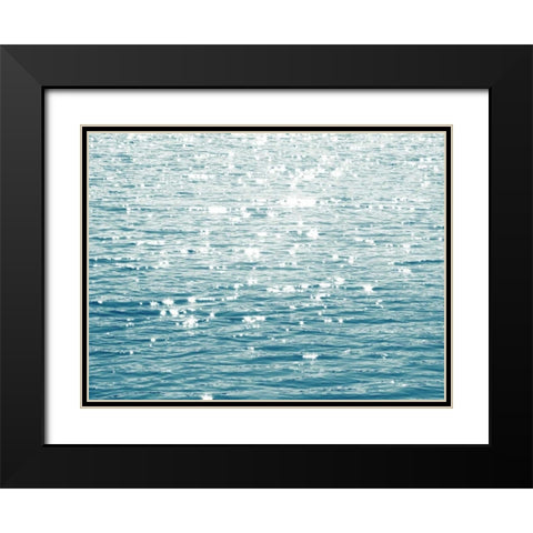 Sunlit Sea Aqua Black Modern Wood Framed Art Print with Double Matting by Olsen, Maggie