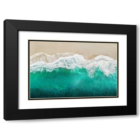 Teal Ocean Waves From Above I Black Modern Wood Framed Art Print with Double Matting by Olsen, Maggie
