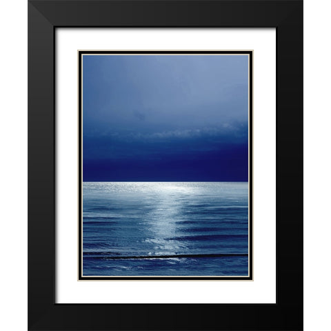 Moonlit Ocean Blue III Black Modern Wood Framed Art Print with Double Matting by Olsen, Maggie
