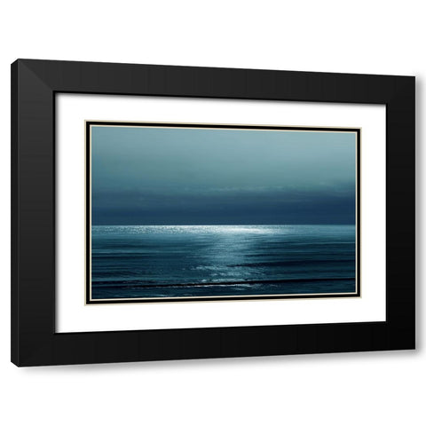 Moonlit Ocean Teal I Black Modern Wood Framed Art Print with Double Matting by Olsen, Maggie