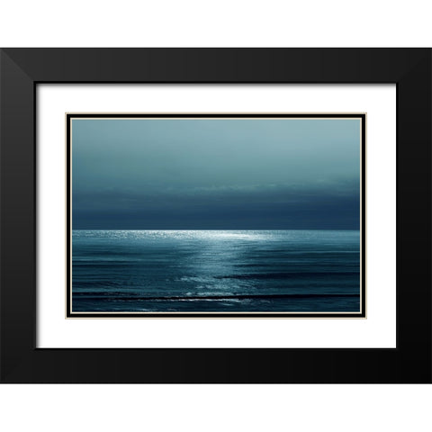 Moonlit Ocean Teal I Black Modern Wood Framed Art Print with Double Matting by Olsen, Maggie