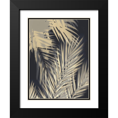 Palm Shadows Cream II Black Modern Wood Framed Art Print with Double Matting by Miller, Melonie