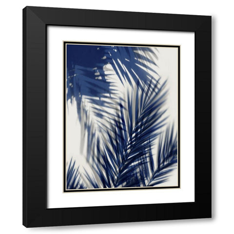 Palm Shadows Blue II Black Modern Wood Framed Art Print with Double Matting by Miller, Melonie