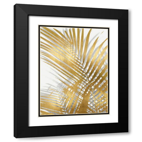Palm Shadows Gold I Black Modern Wood Framed Art Print with Double Matting by Miller, Melonie