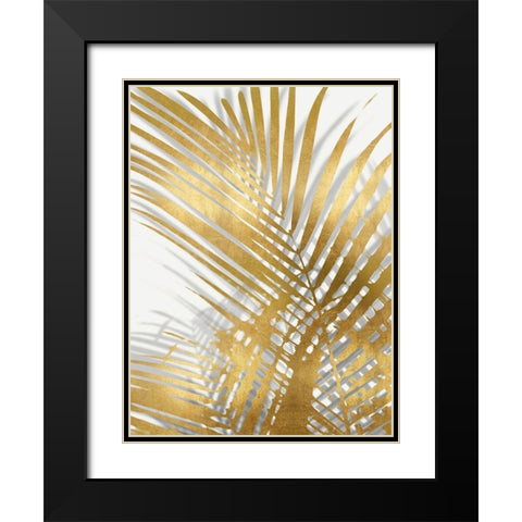 Palm Shadows Gold I Black Modern Wood Framed Art Print with Double Matting by Miller, Melonie
