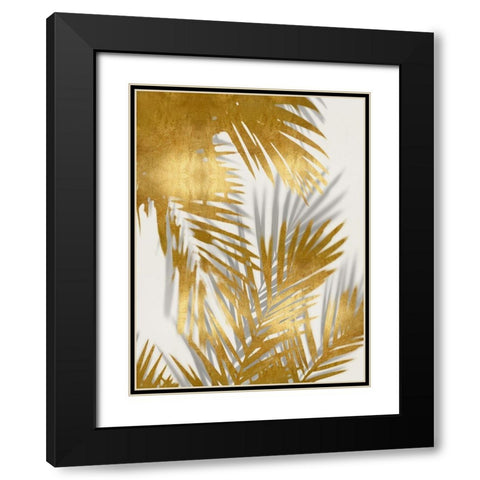 Palm Shadows Gold II Black Modern Wood Framed Art Print with Double Matting by Miller, Melonie
