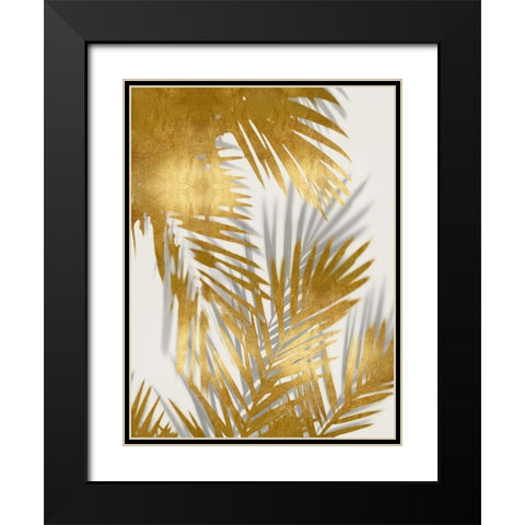 Palm Shadows Gold II Black Modern Wood Framed Art Print with Double Matting by Miller, Melonie