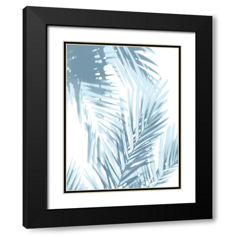 Palm Shadows Aqua II Black Modern Wood Framed Art Print with Double Matting by Miller, Melonie