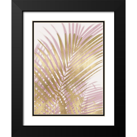 Palm Shadows Blush Gold I Black Modern Wood Framed Art Print with Double Matting by Miller, Melonie