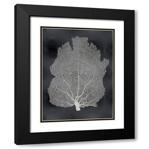Sea Fan on Black I Black Modern Wood Framed Art Print with Double Matting by Miller, Melonie