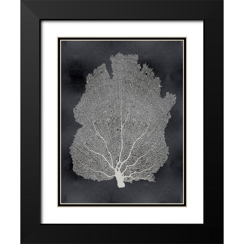 Sea Fan on Black I Black Modern Wood Framed Art Print with Double Matting by Miller, Melonie