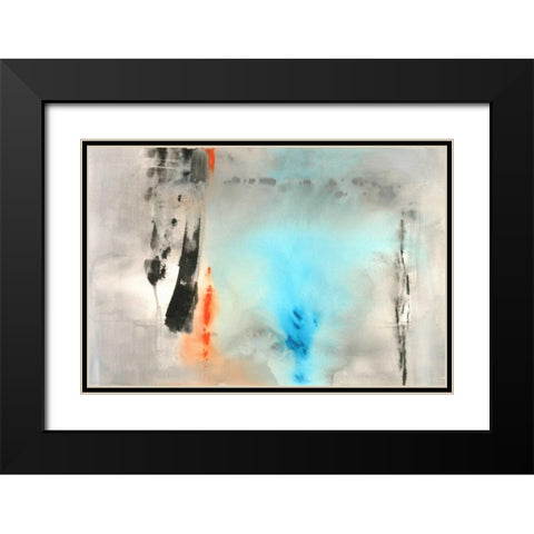 Dusky Turquoise Black Modern Wood Framed Art Print with Double Matting by Oppenheimer, Michelle