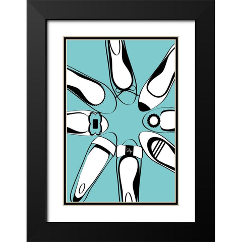Blue Ballerinas Black Modern Wood Framed Art Print with Double Matting by Pavlova, Martina