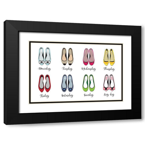 Shoe Week Black Modern Wood Framed Art Print with Double Matting by Pavlova, Martina