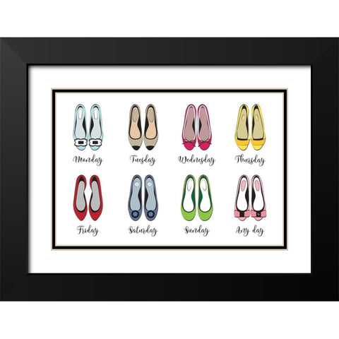 Shoe Week Black Modern Wood Framed Art Print with Double Matting by Pavlova, Martina