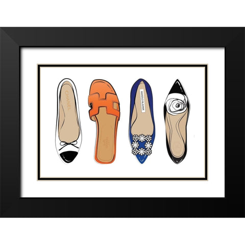 Designer Shoes Black Modern Wood Framed Art Print with Double Matting by Pavlova, Martina