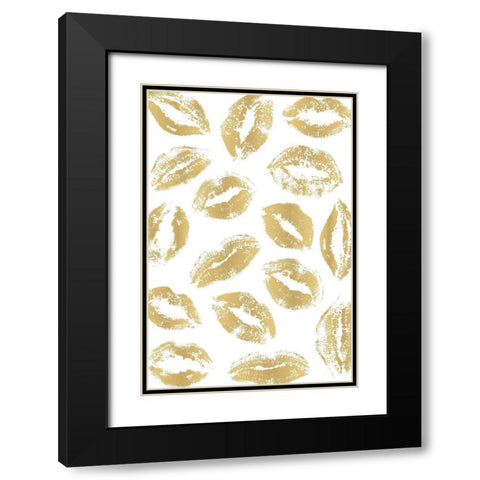 Golden Kisses Black Modern Wood Framed Art Print with Double Matting by Pavlova, Martina