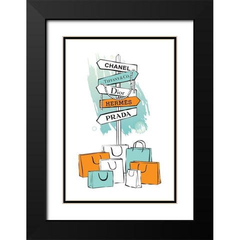 Shopping Sign Black Modern Wood Framed Art Print with Double Matting by Pavlova, Martina