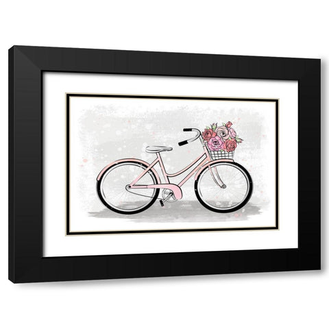 Pink Bike Black Modern Wood Framed Art Print with Double Matting by Pavlova, Martina
