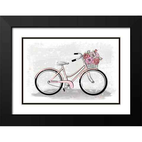 Pink Bike Black Modern Wood Framed Art Print with Double Matting by Pavlova, Martina