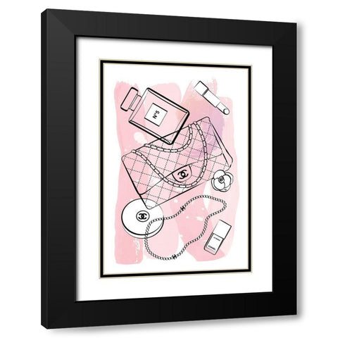 Pink Black Modern Wood Framed Art Print with Double Matting by Pavlova, Martina