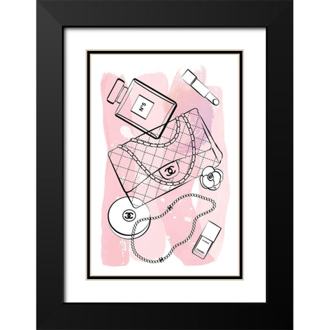 Pink Black Modern Wood Framed Art Print with Double Matting by Pavlova, Martina