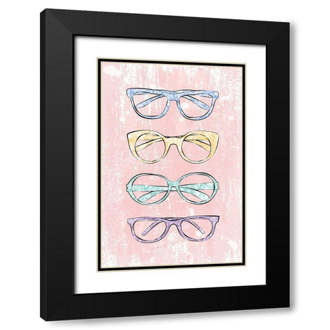 Pink Glasses Black Modern Wood Framed Art Print with Double Matting by Pavlova, Martina