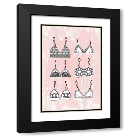 Pink Lingerie Black Modern Wood Framed Art Print with Double Matting by Pavlova, Martina