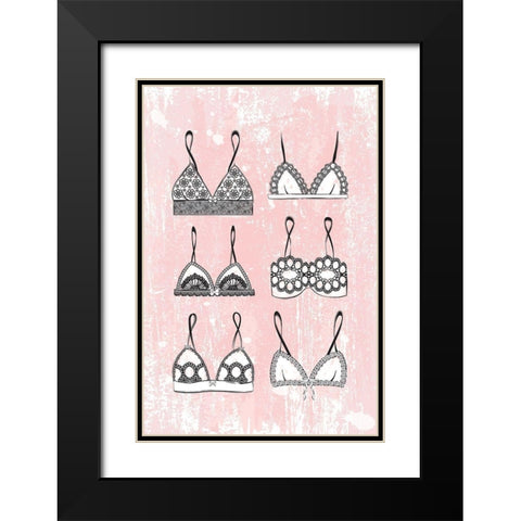 Pink Lingerie Black Modern Wood Framed Art Print with Double Matting by Pavlova, Martina