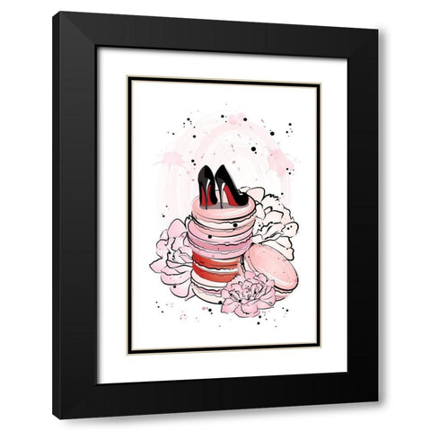 Peony Macarons Black Modern Wood Framed Art Print with Double Matting by Pavlova, Martina