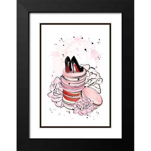 Peony Macarons Black Modern Wood Framed Art Print with Double Matting by Pavlova, Martina