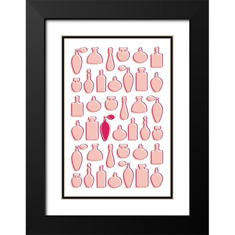 Perfumes Bottles Black Modern Wood Framed Art Print with Double Matting by Pavlova, Martina