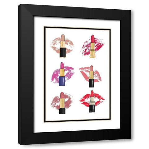 Lipsticks and Lips Black Modern Wood Framed Art Print with Double Matting by Pavlova, Martina