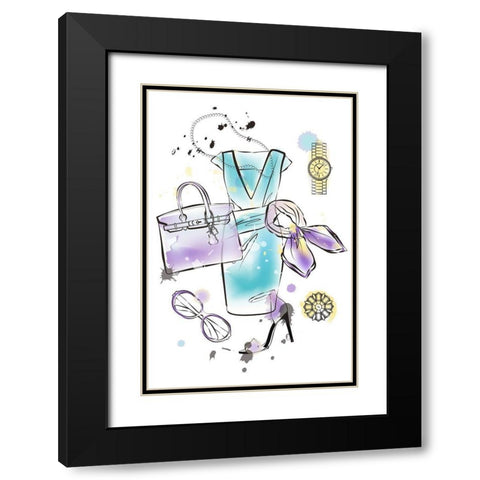 Fashion Flatlay Black Modern Wood Framed Art Print with Double Matting by Pavlova, Martina